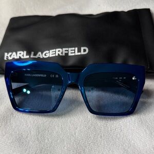 NWOT Karl Lagerfeld Glossy Blue Square Sunglasses